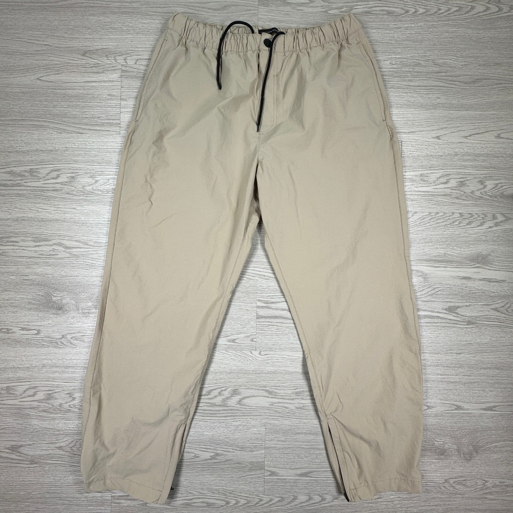 Saks Fifth Avenue Men's Jogger Pants‎ Tan Large Nylon Stretch Ankle Zip